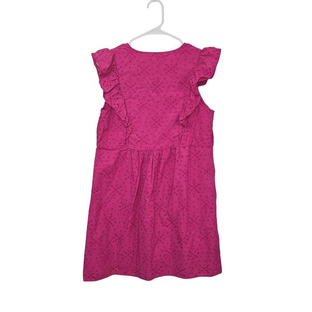 Ann Taylor LOFT Pink Dress Eyelet V-neck Flutter Sleeve Size Small Petite Cotton - Picture 2 of 8